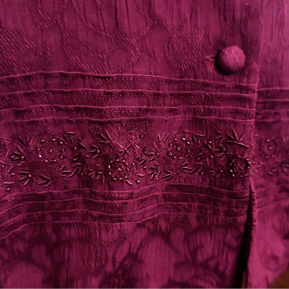 K Studio Dress & Blazer 12 Floral Maroon Jacquard Vintage - Picture 12 of 13